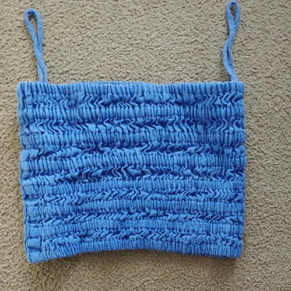 Faithfull the Brand Blue Textured Tube Top